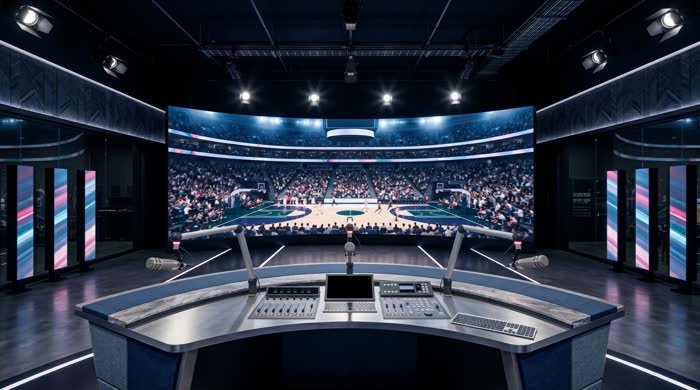 Sports broadcast studio LED wall