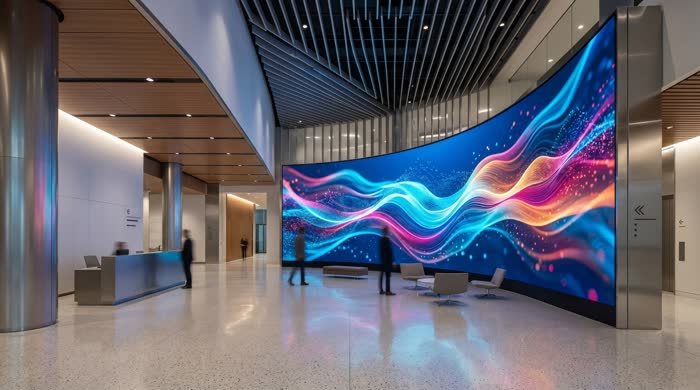 Curved indoor LED wall