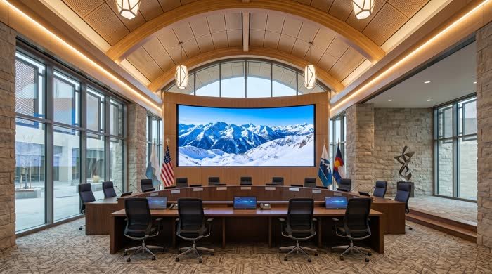 Completed LED wall in a town hall