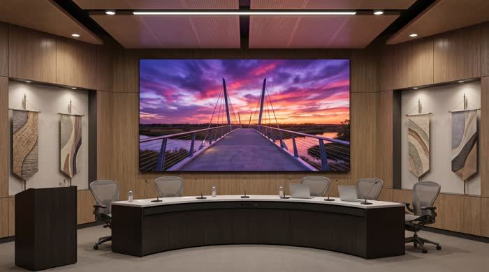 LED display in a municipal building